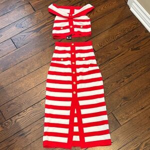 Red and White Striped Dress